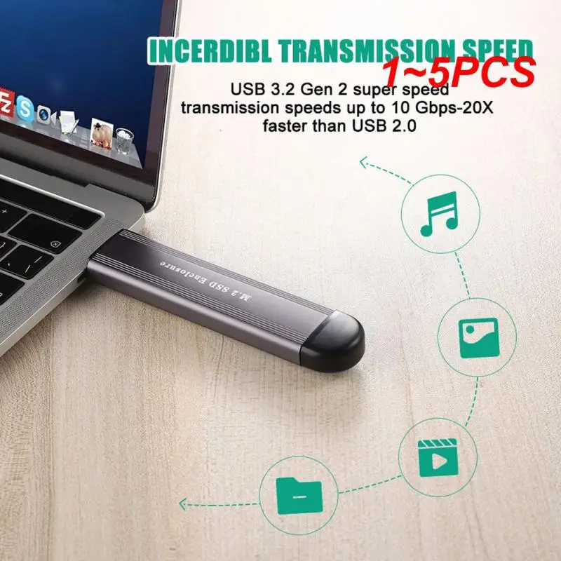 NVMe SATA 듀얼 프로토콜 SSD 인클로저 어댑터, 알루미늄 10 Gbps USB C 3.1 Gen 2-NVMe PCIe M-Key SSD 외부 인클로저, 1-5PCs