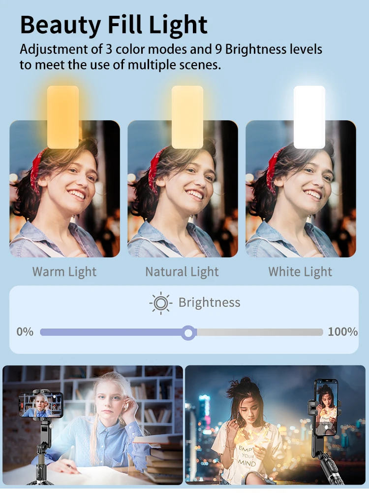 Stabilize Selfie Stick Tripod with Fill Light Wireless Remote XT00012 - Image 2