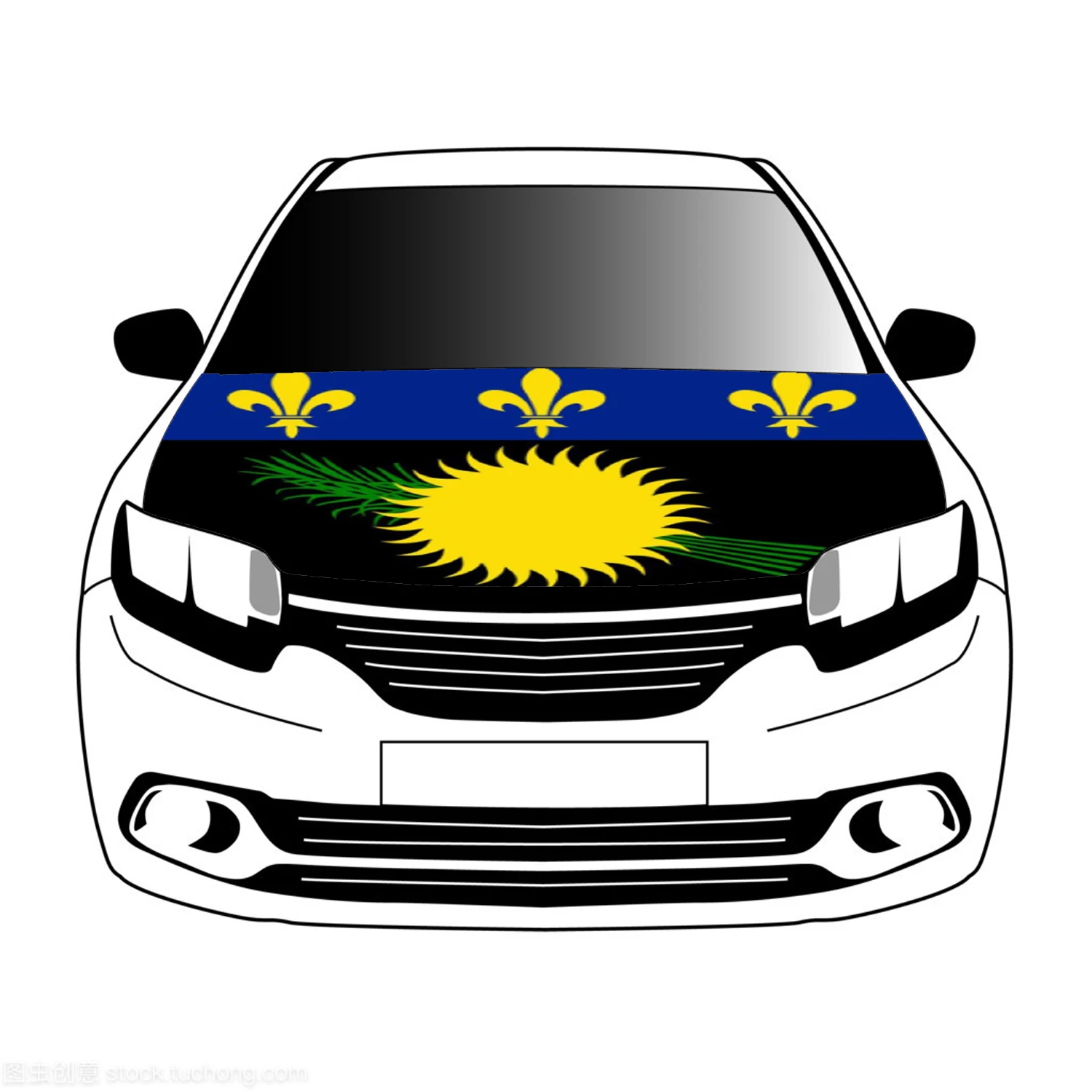 

Guadeloupe flag flags 3.3x5ft/5x7 100%polyester,car bonnet banner Advanced sublimation printing car cover flag+triangle fastener