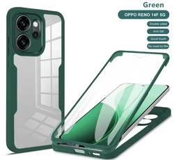 Premium 360° Full Body Shockproof Silicone Bumper Case - Luxury Front Screen Protection for Reno 14F 5G (Green)