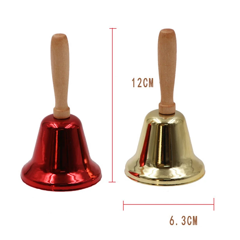 Christmas Hand Bell with Wooden Handle for Kindergarten Kids Jingle Ring Xmas Decorations christmas decorations jingle bells hand bell christmas bell