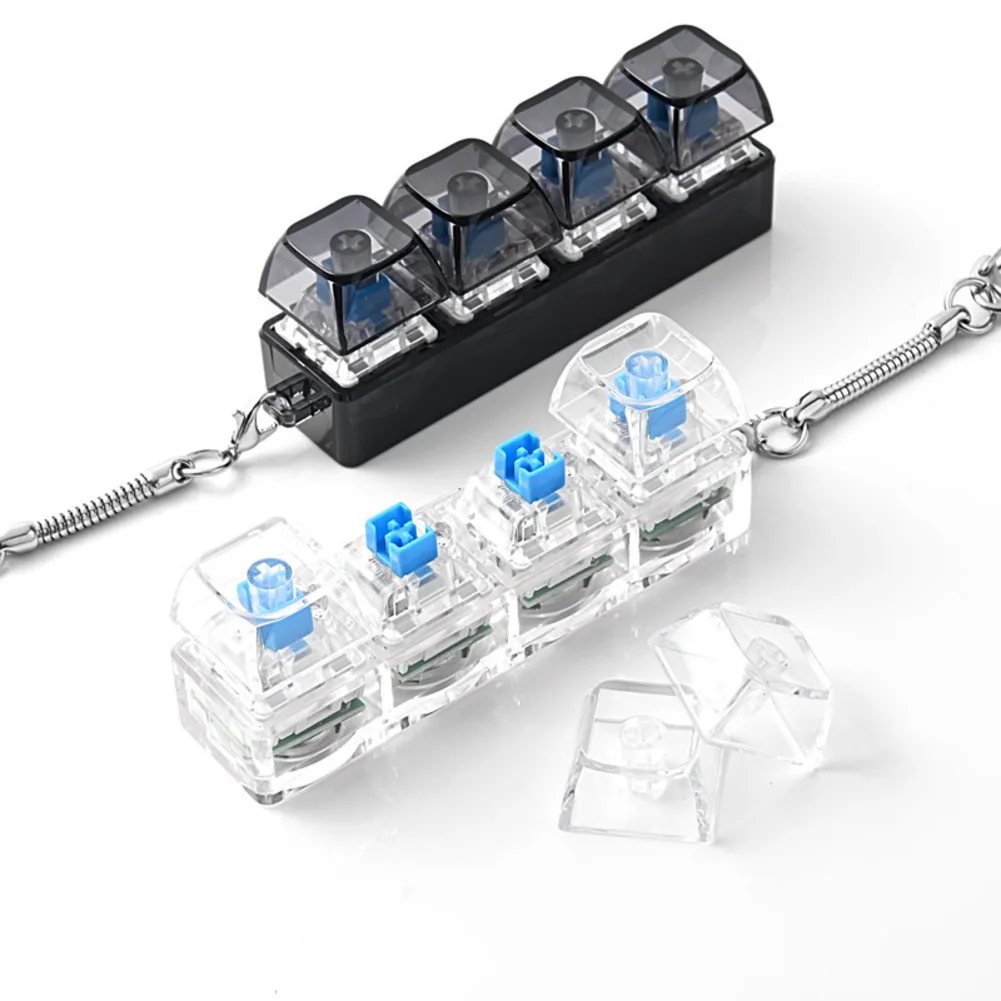 1pcs 4 키 기계식 키보드 테스터 LED 키보드 키 장난감 스트레스 릴리프 DIY 피젯 버튼 키캡 피젯 키체인 장난감