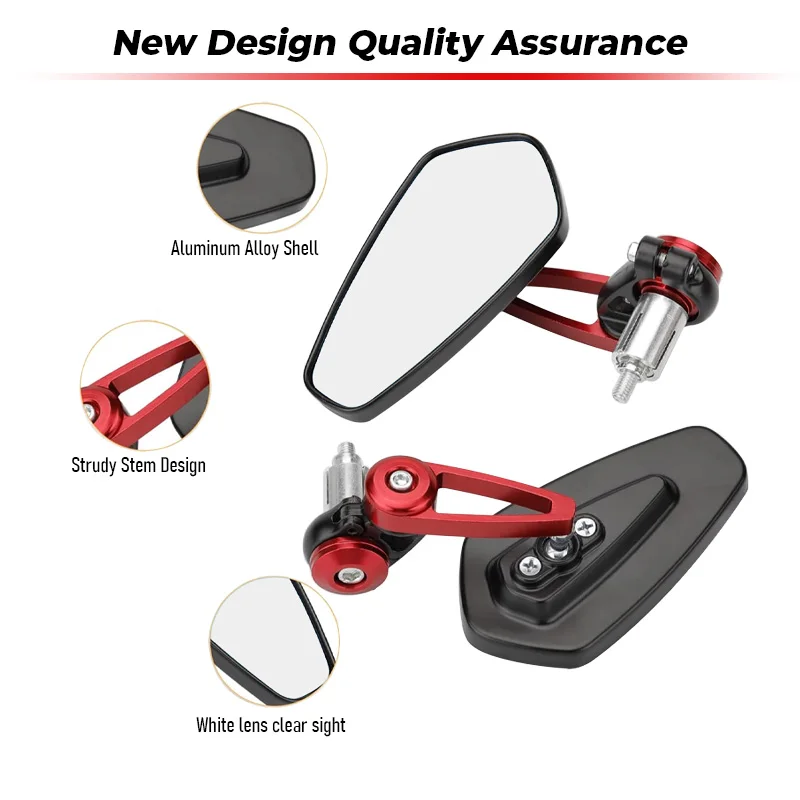 Universal Motorcycle Bar End Rearview Mirror 7/8" 22mm Aluminum