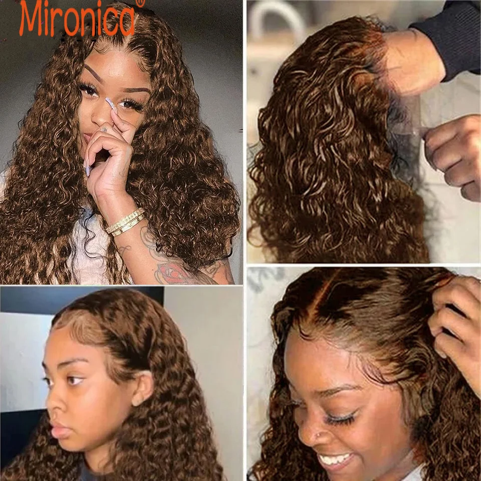 4# Human Hair Bundles Water Curly Human Hair Weave 1 3 4 Bundles Deal Remy Hair Extension Free Shipping Chocolate Brown Color 2