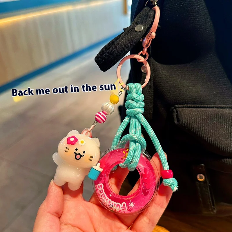 색상 변경 고양이 토끼 펜던트 키 체인 Uv 감도 온도에 민감한 색상 변경 열쇠 고리 인테리어 장식
