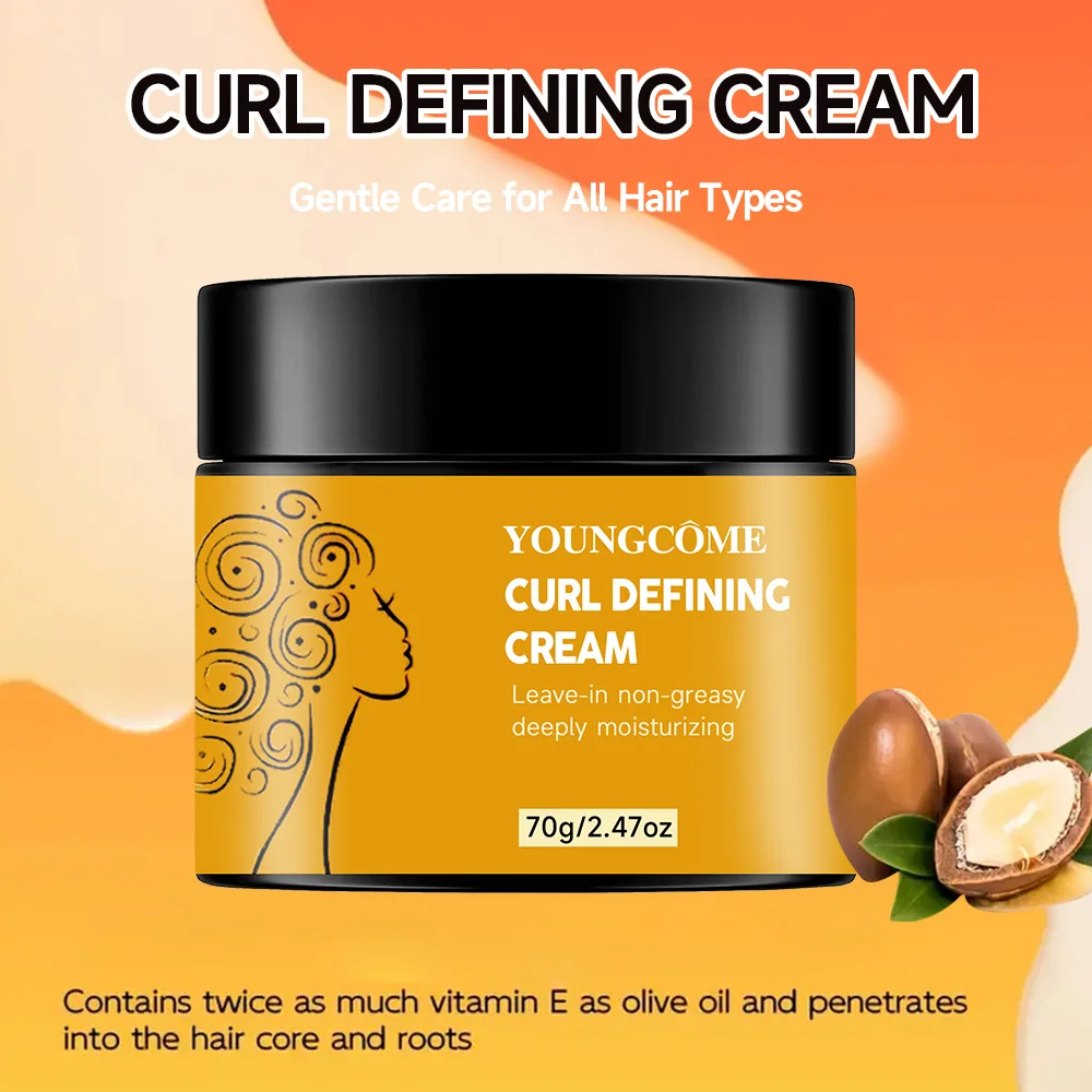 Hair Curling Cream Styling Sculpting Frizzy Wavy Boost Elastin Volumizing Fluffy Thickening Nourishing Enhance Hair Define Cream