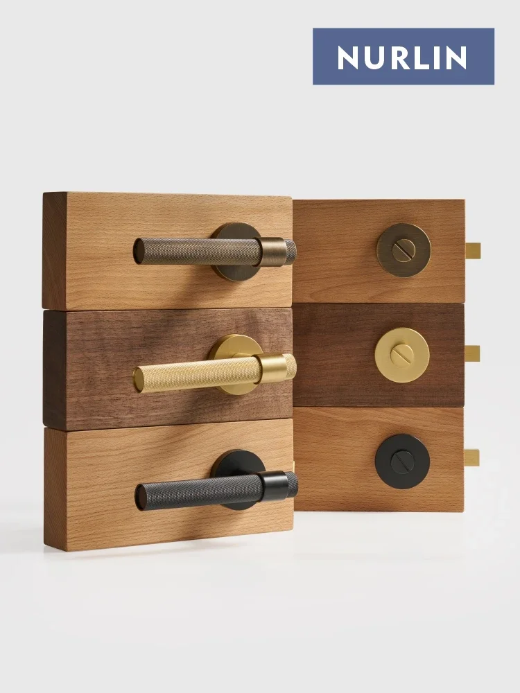 Nurlin Brass Knurled Interior Mortise Lock Dummy Passage Privacy European North American Structure Matte Gold Antique Brass