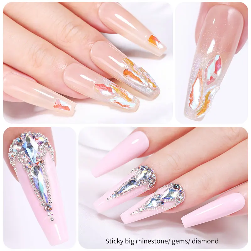 BORN PRETTY-pegamento adhesivo de diamantes de imitación para uñas, para pegar el taladro, tranparente, barniz de Gel para manicura UV LED, 10g