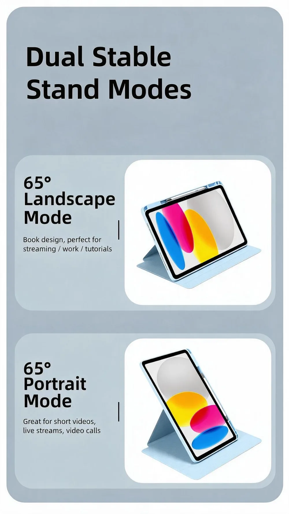 360° Rotating iPad Case with Pencil Holder and Magnetic Auto Wake & Sleep Feature