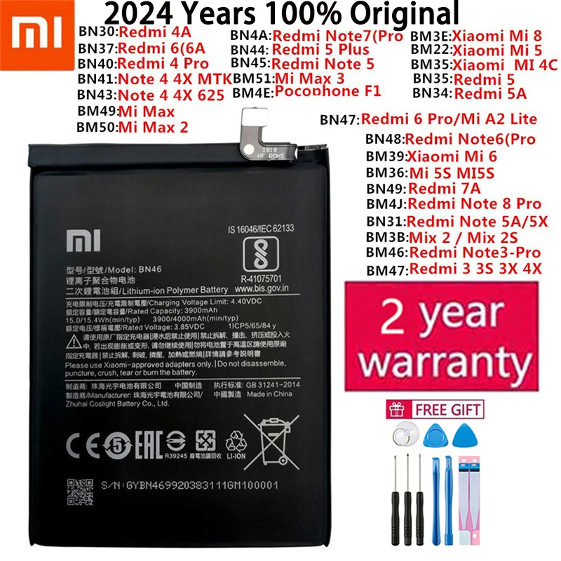 Оригинальный аккумулятор Xiaomi Redmi Hongmi Note Max Mi 2 3 3X 3S 4 4A 4C 4X Mix 5 5A 5X 5S 6 6A 6X 7 7A 8 9 Pocophone F1 Lite Plus Pro