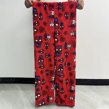 Hello Kitty Spider-man Cotton Velvet Loose Pajamas Pajamas Long Pants Women's And Men's Cartoon Sleeping Casual Wear 2