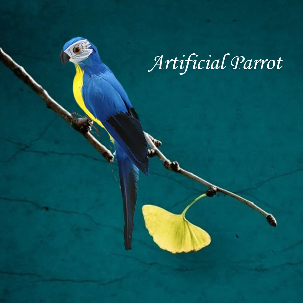 Handmade Foam Feather Parrot Figurine Home Garden Decoration 1PC