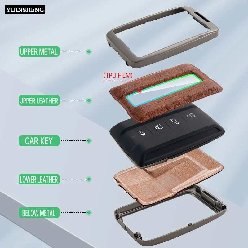 Zinc Alloy + Leather Car Key Case Full Cover For Great Wall GWM WEY TANK 300 500 Tank300 Tank500 Remote Key Protection Holder key case,key case cover,remote control case cover
