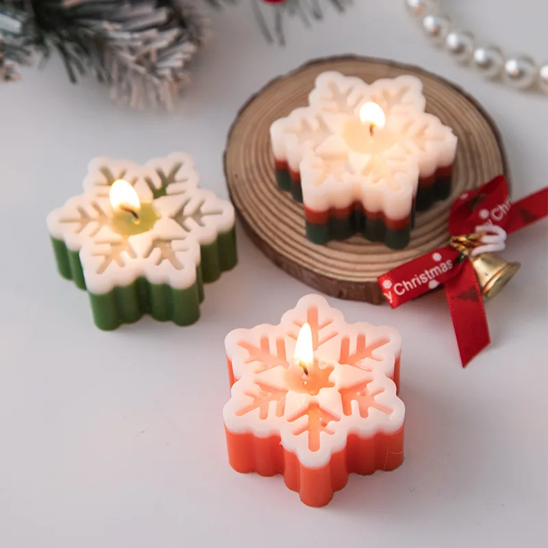 Handmade Christmas Snowflake Shape Aromatherapy Candles Winter Creative Home Decoration Holiday Gifts Scented Fragrance Candles