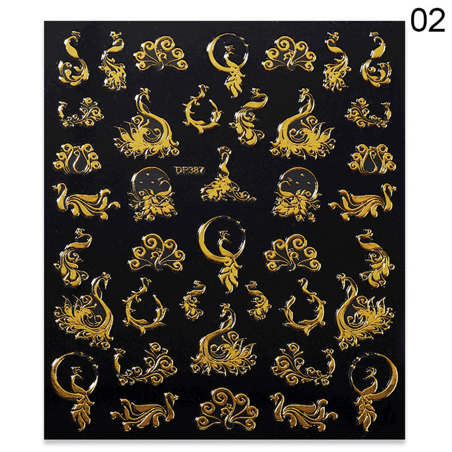 Pcs Gold 3D Nail Stickers Colorful Dragon Phoenix Transfer Sticker Adhensive Slider Decals Nail Art Decorations Manicure Wraps