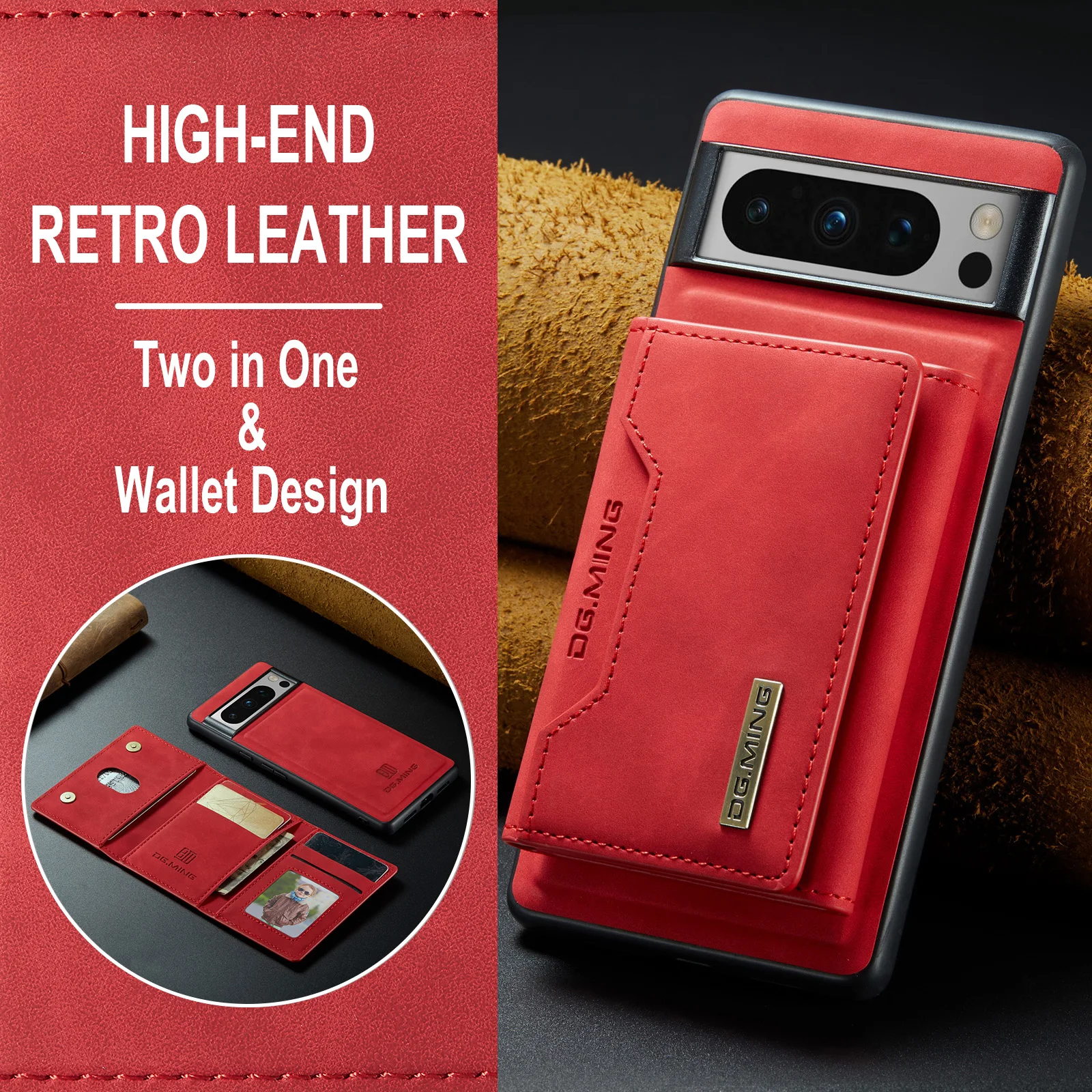 Luxury Magnetic Leather Wallet Phone Case with Kickstand and Credit Card Holder Cover