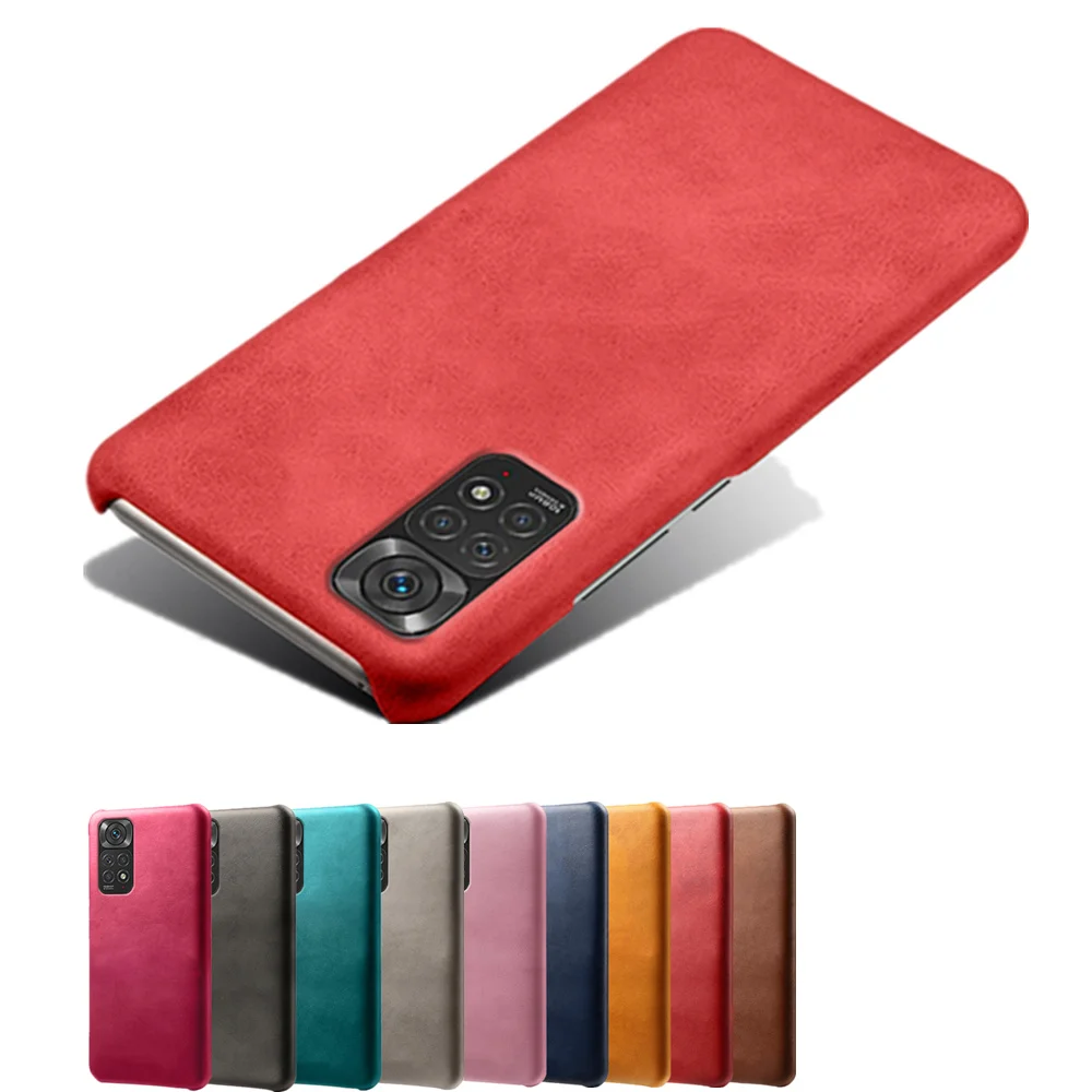 Xiaomi Redmi Note 11 Vegan Pu Leather Cover For Redmi Note 11 Slim Coque For Xiaomi Poco M4 Pro Redmi Note 11S 11 4G 6.43" Case