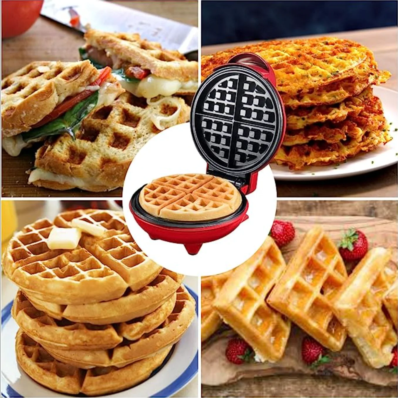 Mini Waffle Pancake Maker, Mini Machine Waffle Cake