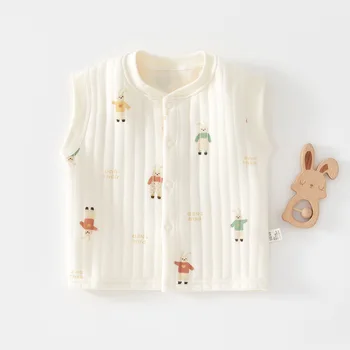 AYNIGIELL الفتيات سترة 2025 الخريف جديد الكورية بيبي بوي Webbed سترة دون أكمام 0-2 سنة موضة الطفل 5