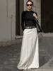 Yeezzi Women's Urban H-Line Skirts 2024 New Spring Summer Fashion Black White Color Loose High Waist Casual Office Long Skirt 2