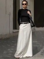 Yeezzi Women's Urban H-Line Skirts 2024 New Spring Summer Fashion Black White Color Loose High Waist Casual Office Long Skirt 2