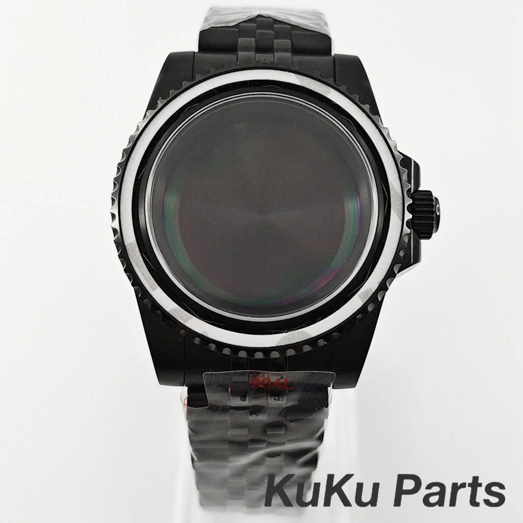 Black Purple GMT Bezel Watch Case with PVD Black Jubilee Bracelet and Sapphire Crystal