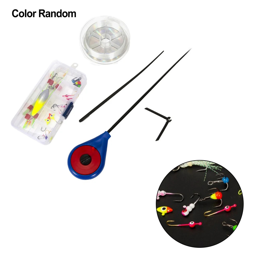 Winter Outdoors Ice Fishing Package Ice Fishing Rod Thin Slice Ice Fishing Line Hooks Baits Coil