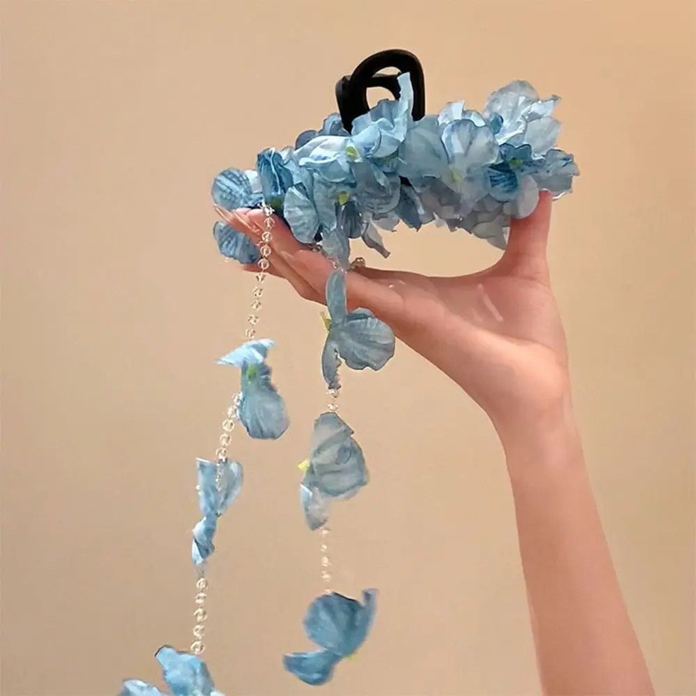 Böhmen Haarspangen Hortensien Blume Quaste Haarspange Chinesischen Stil Pferdeschwanz Clip Hortensien Blume Haar Klaue Fotografie Urlaub – Detail 8