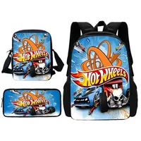 Child School Cartoon Hot Wheels Cars Backpack With Shoulder Bag Pencil Bags School Bags for Boys Girls Best Gift