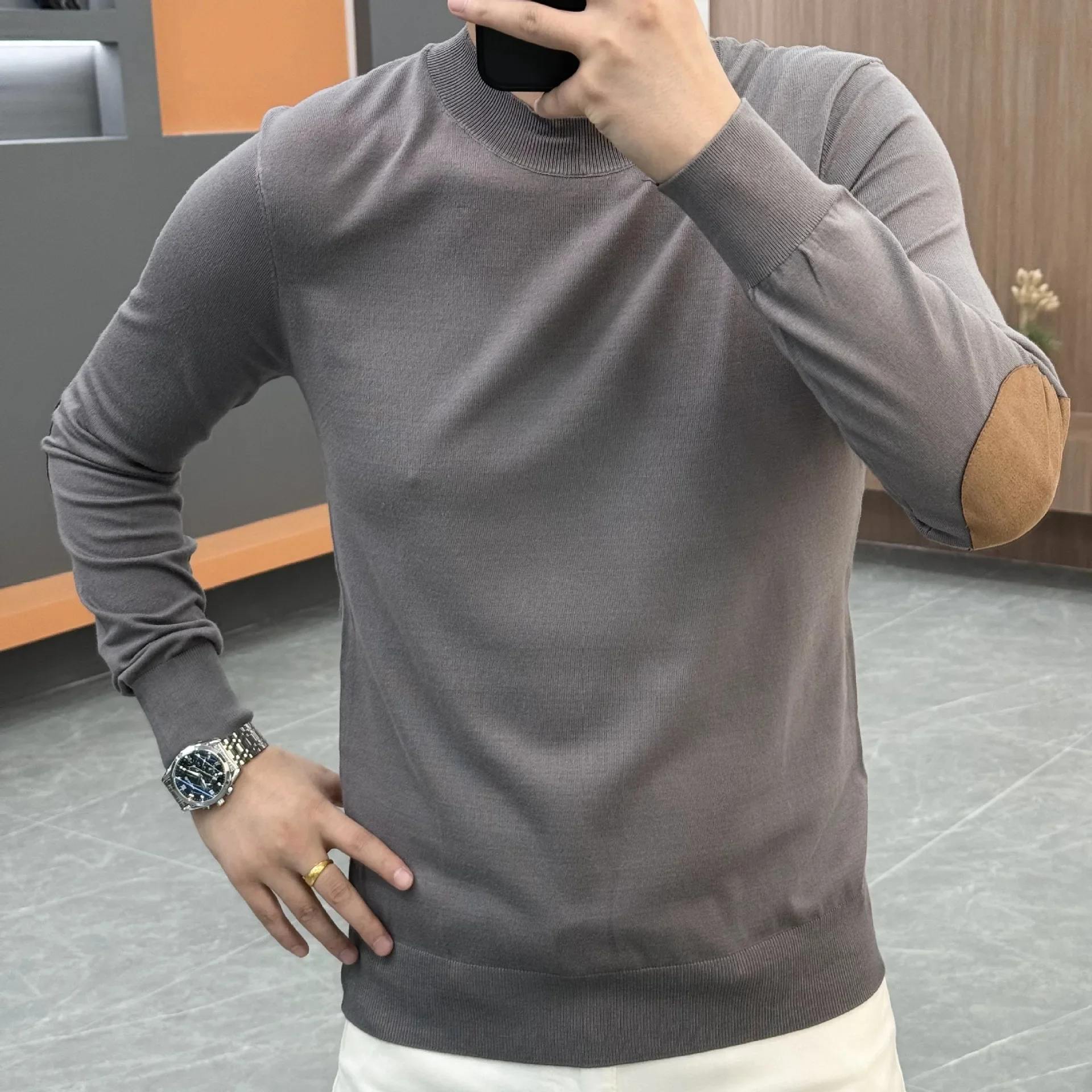 High-quality Plush Thicken Warm Men Knitwear Youth Street Fashion Loose Sports Pullovers Autumn Men Half High Collar Sweater 4