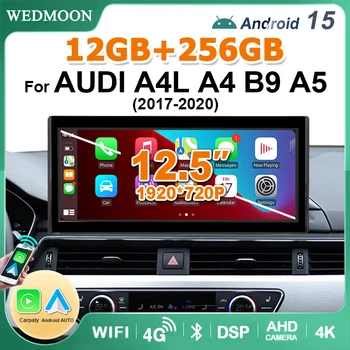 Radio de Coche con Pantalla de 12.5'' y Resolución de 1920*720P, Android 15, Carplay Inalámbrico, para Audi A4 B9 A5 2017-2020, Autoradio 2DIN, Estéreo, GPS, 4G LTE 1