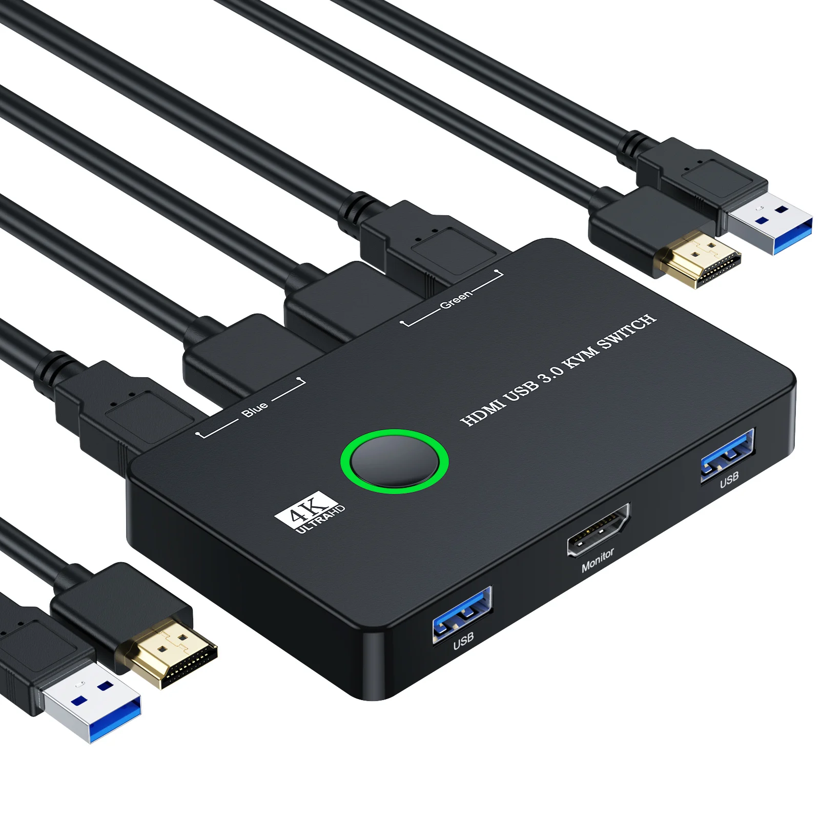 KVM Switch HDMI USB3.0 Switch for 2 Computers Sharing Mouse Keyboard Printer to One HD Monitor Support 4K 60Hz