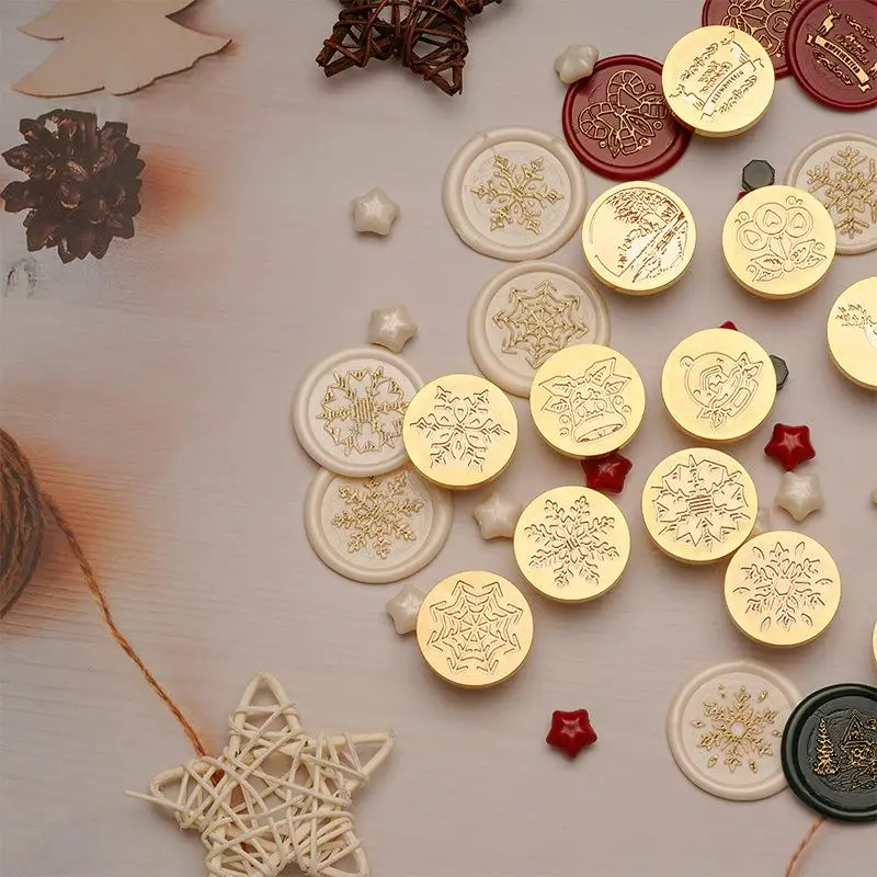 

Merry Christmas Wax Sealing Stamps Head Retro Vintage Sealing Stamp Head For Festival Gift Wrapping Cards Scrapbooking Crafts