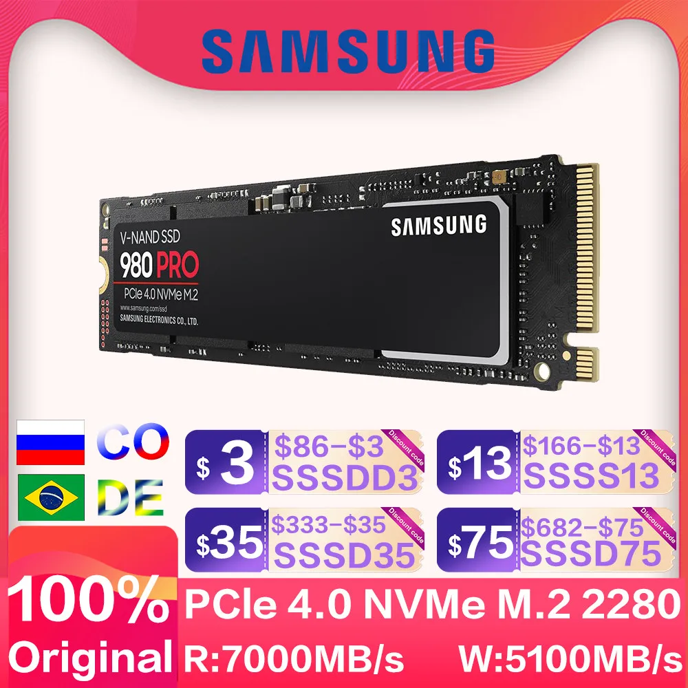 SAMSUNG-Disque dur interne SSD 990 PRO, avec dissipateur thermique, 1 To, 2  To, PCIe, Isabel 4.0x4, NVMe 2.0, M.2 2280, pour ordinateur de bureau et  portable - AliExpress