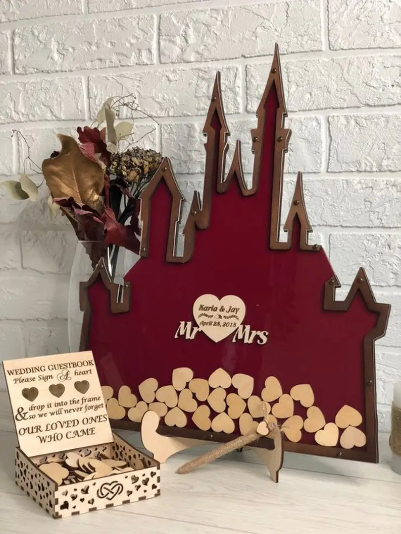 Baby Shower Guestbook Bridal Shower Guest Book Golden Castle Drop Box Fairytale Theme Wedding Alternative Guest Book Personaliz