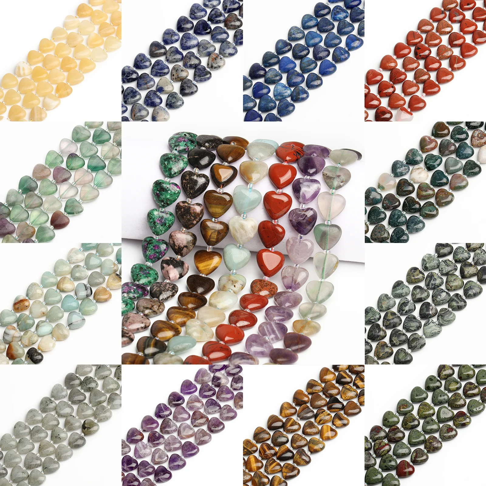 

14mm Love Heart Stone Beads AA Natural Lapis lazuli Indian Agate Jade Beads For Jewelry Making DIY Charms Bracelet Accessories