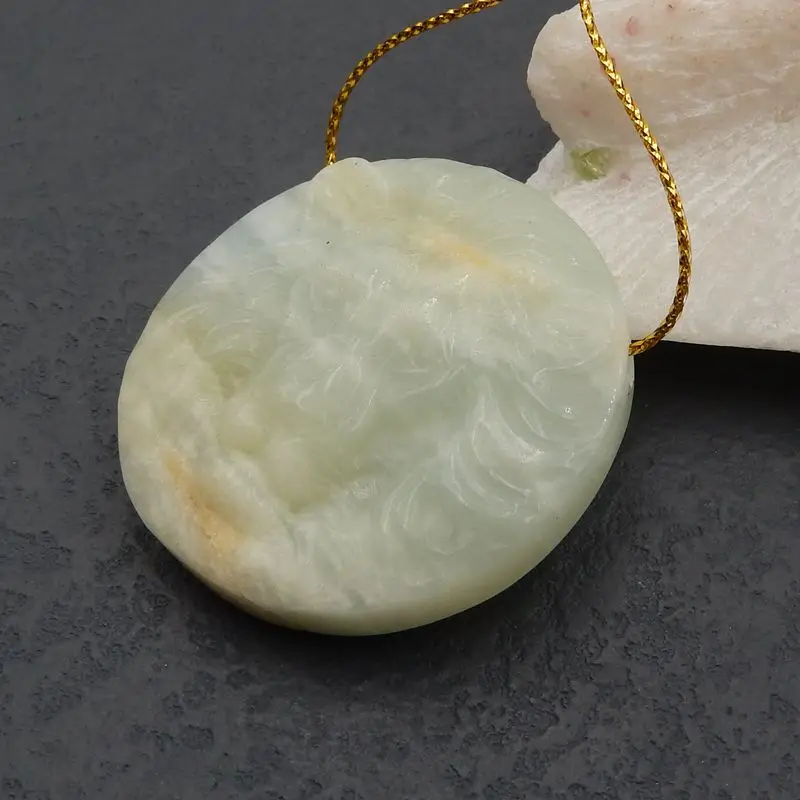 Natural Stone Amazonite Carved Lion Pendant Bead 47x12mm 37g Semiprecious Fashion Jewelry Necklace Accessories