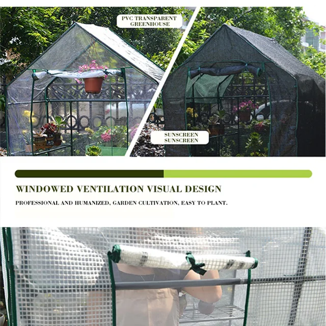 Kültéri Kertészkedés Nagy Üvegházak Teljes Készlet Virágüzem Tartsa Meg A Meleg Zöld Házat Keretrögzítő Cipzáras Műanyag Borítás - Image 4