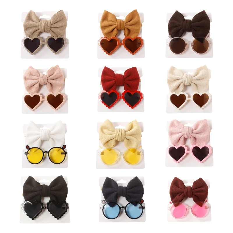 

Children Infant Decorations Bows Hair Band with Sunglasses Baby Girl Supplies