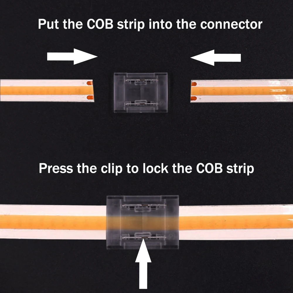 Corner COB LED Strip Connector for 8mm 10mm IP21 2pin COB LED Tape Fast Solderless Joint Connector I L T + Shape Accessories