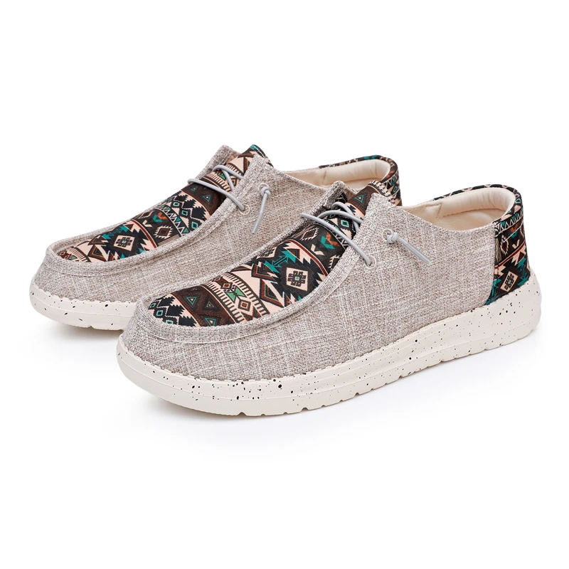 Fashion Print Men's Loafers Summer Breathbale Canvas Shoes Men Big Size Lightweight Flat Linen Casual Shoes For Men Moccassins