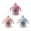 1PC Baby Silicone Sippy Cup Cartoon Penguin Shape Water Bottle Visible Baby Bottles Transparent Cups Portable Baby Tableware 1