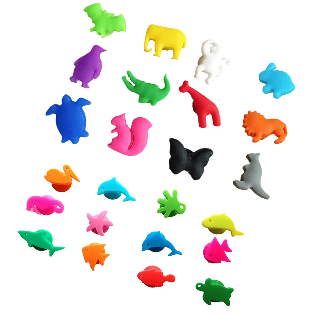 24pcs Premium Food Grade Silicone Drink Markers Glass Tags Charm Labels Party Supplies Kitchen Tools Glass Marker Cup