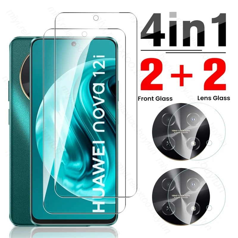 

4 в 1 закаленное стекло для защиты экрана для Huawei nova 12i 4G Защитное стекло для объектива камеры на Huawey Hauwei nova12i 12 i i12 4G