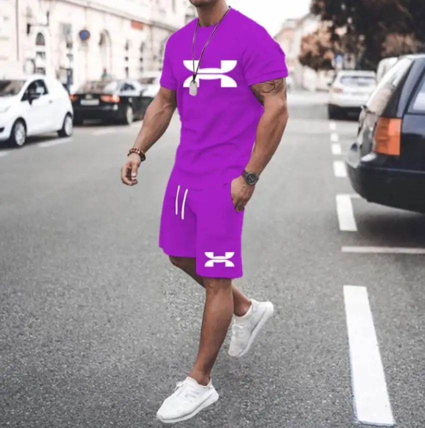 New 2024 Summer Men's clothing short-sleeved T-shirt + five-point shorts 2-piece set tracksuit fashion jogging casual Men's sets