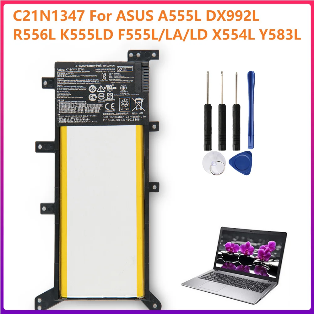 

Оригинальная батарея C21N1347 для ASUS FL5600L FL5800L W509L X554L FL5500L DX992L W519L F555L, Подлинная батарея 5070 мАч