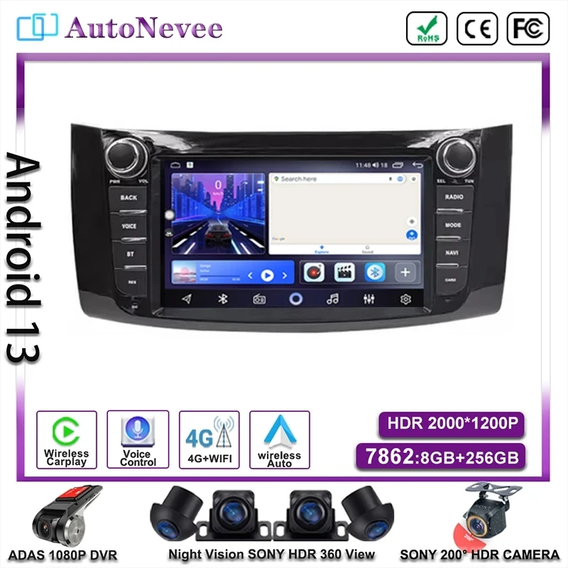 

No 2Din DVD Android 13 For Nissan Sylphy B17 Sentra 12 2012 - 2018 Multimedia Head Unit Car Player Auto Radio Navigation GPS BT