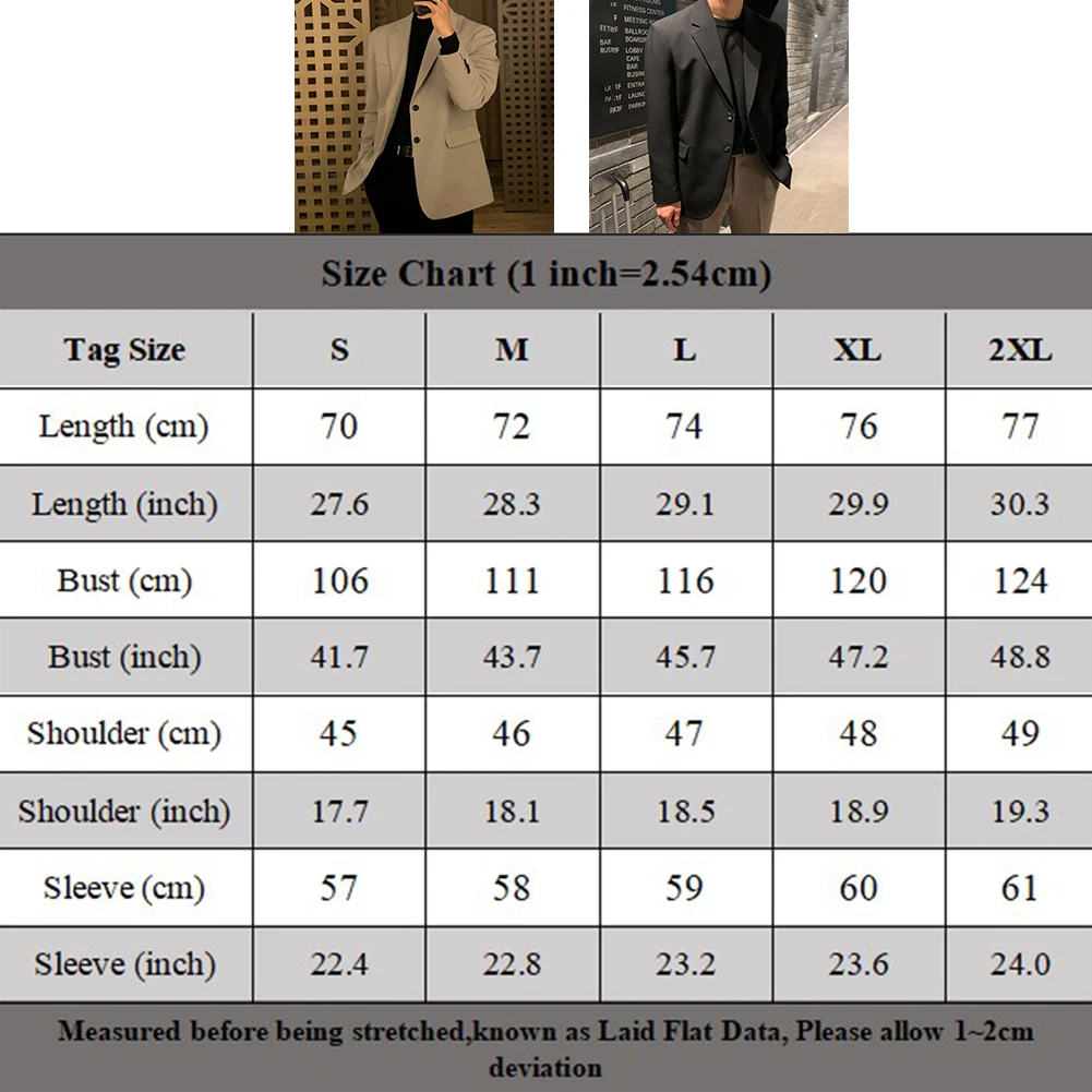 Mens Korean Casual Loose Solid Color Blazer Business Jackets Fashion Slim Fit Wedding Groom Streetwear Social Dress