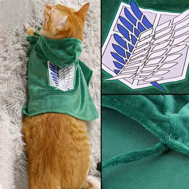 Attack on Titan Cape Anime Pet Cosplay Clothing Cloak Shingeki No Kyojin Survey Corps Cat  Photography Props Pet  Halloween Gift