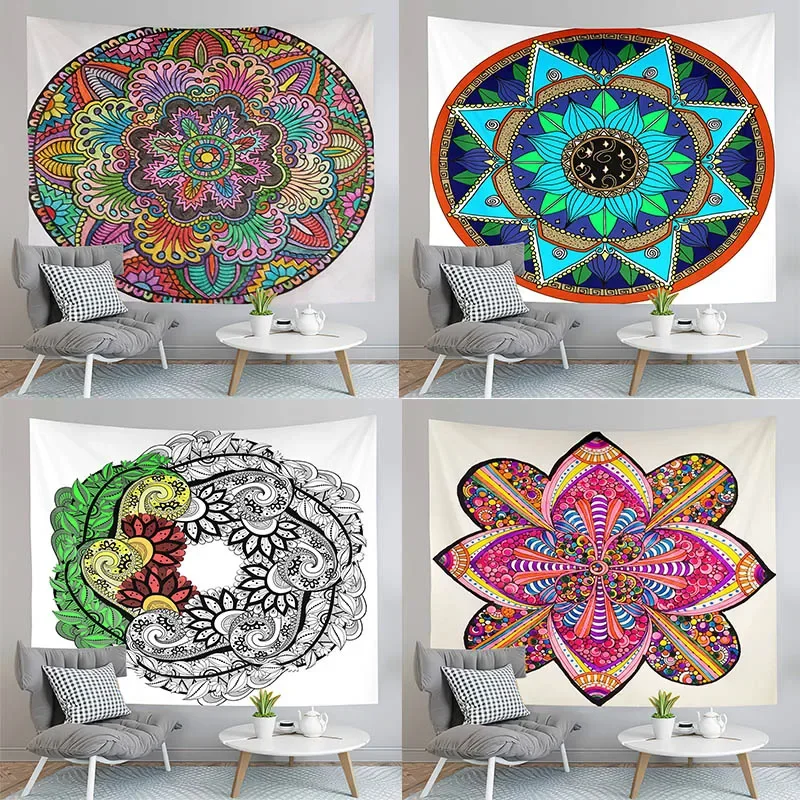 

Богемный Гобелен Мандала Цветочная эстетика стена спальня гостиная общежитие